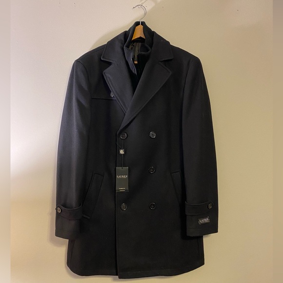 MEN’S RALPH LAUREN SLIM PEACOAT OVERCOAT JACKET ZIP BUTTON NEW NWT MEDIUM